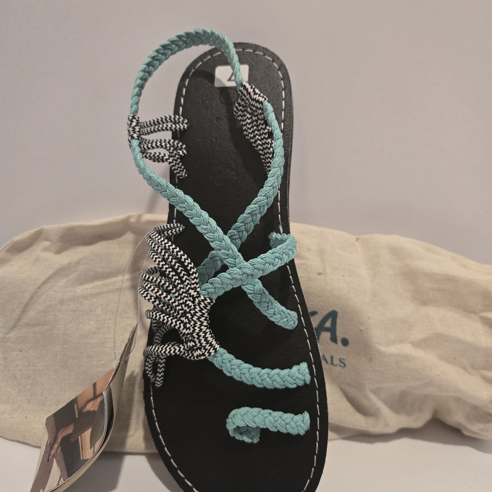 Stylish Black and Teal Sandals